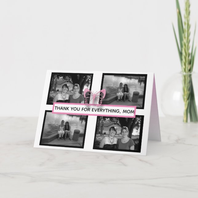 Cartão Bonito Dia de as mães de Borboletas e Fotografias  (Frente)