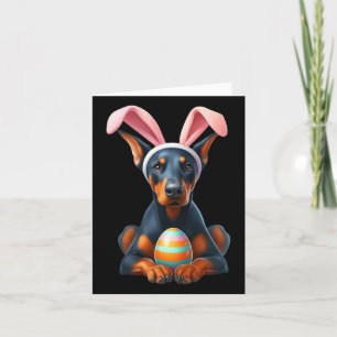 Cartão Bonito Doberman Pinscher Cachorro Páscoa Abraço Ov