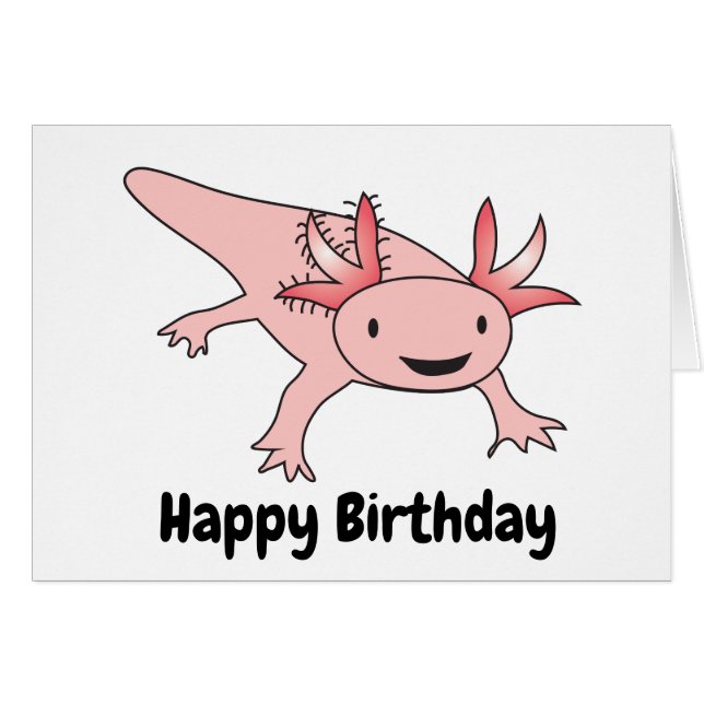 Cartão Bonito engraçado do aniversário do Axolotl (Frente Horizontal)