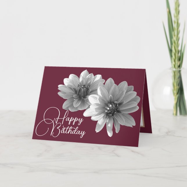 Cartão Bonito Floral Elegante Dahlia Fllower Red Birday (Frente)