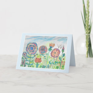 Cartão Bonito Flores Whimsy Aquarela
