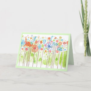 Cartão Bonito Flores Whimsy Aquarela