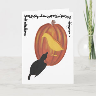 Cartão Bonito Halloween Jack O'Lanterna e Crow