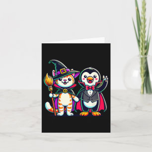 Cartão Bonito Halloween Kids Pinguin Vampiro Cat Witn Fun