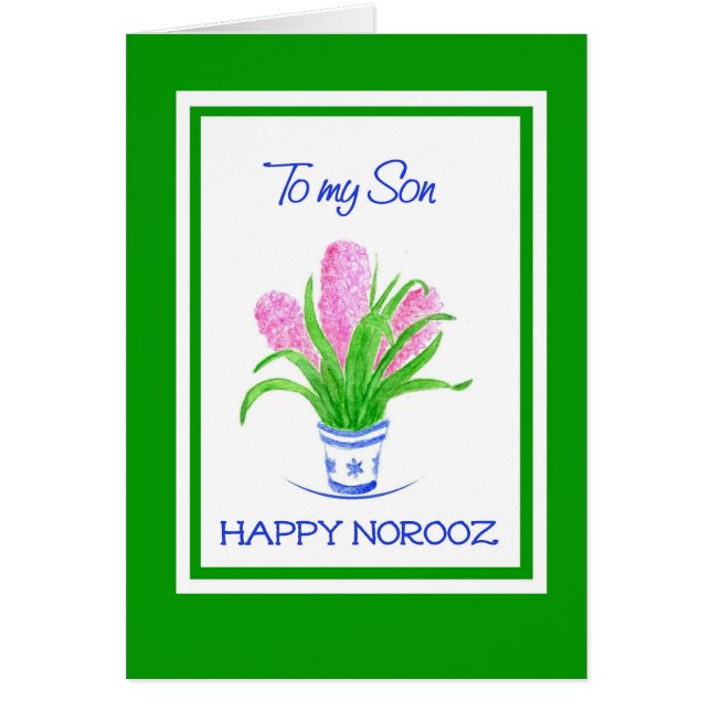 Cartão Bonito Hyacinths Ano Novo Persa para Filho (Frente)