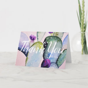 Cartão Bonito Ilustração de Cactus Aquarela Obrigado