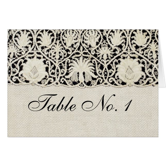 Cartão Bonito Linen White Lace Antique de Casamento  (Frente horizontal)