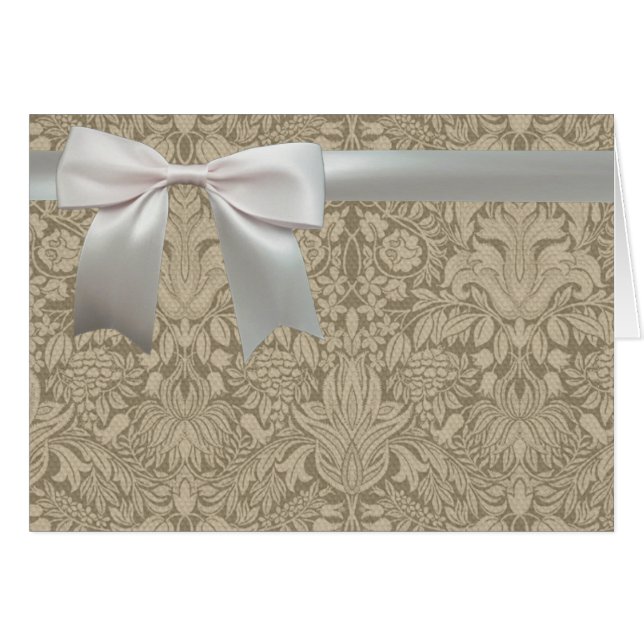 Cartão Bonito Linen White Lace Antique de Casamento  (Frente Horizontal)