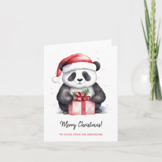 Cartão Bonito Papais noeis Panda Feliz Natal