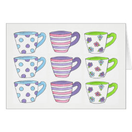 Cartão Bonito Pastel Teacups Tea Party Bolinhas Flor