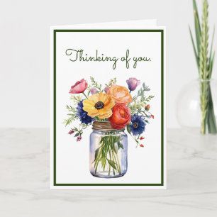 Cartão Bonito pensamento de suas flores de aquarela