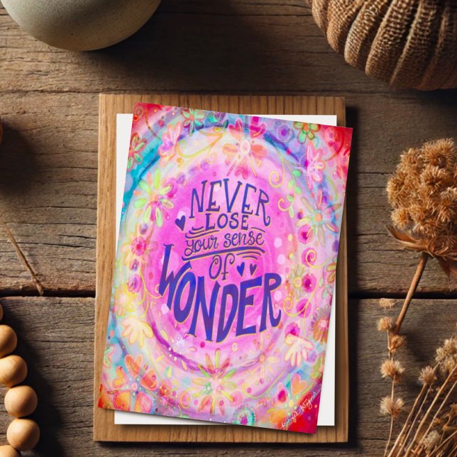 Cartão Bonito rosa Nunca Perder seu senso de maravilha (Criador carregado)