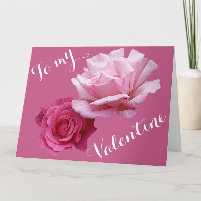 Cartão Bonito roseira rosa Namorados adoro floral bonito (Frente)