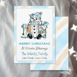 Cartão Bonito Snowman A Segurar Luzes De Natal Personaliz<br><div class="desc">A Mão Personalizada desenhou cartões de Natal personalizados com bonitinho bonitinho bonitinho de neve em cachecol e luvas segurando luzes de Natal.</div>