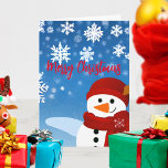 Cartão Bonito Snowman Winter Wonderland Feliz Natal<br><div class="desc">Design de cartão de Natal personalizado com uma ilustração fofa de um bonitinho boneco de neve num fundo de gradiente azul com flocos de neve. O texto é totalmente personalizável. Para alterá-la, use a opção Personalizar. Para obter mais alterações, como alterações na fonte, cor da fonte ou layout de texto,...</div>