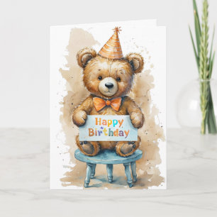 Cartão Bonito Urso de Teddy Aniversário Deseja Arte Por A