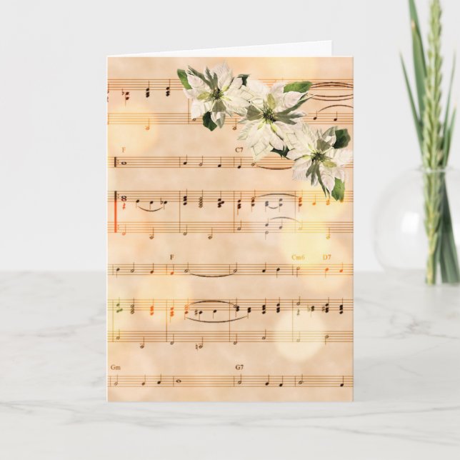 Cartão Bonito Vintage Sheet Music Feliz Natal (Frente)