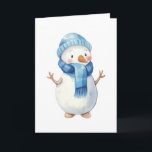 Cartão Bonito Watercolor Snowman<br><div class="desc">Bonito Watercolor Snowman</div>