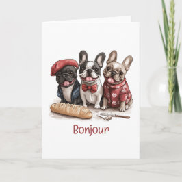 Cartão Bonjour French Bulldogs