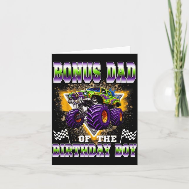 Cartão Bonus Dad Of The Birthday Boy Monster Truck Birthd (Frente)