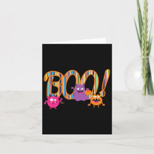 Cartão Boo! Bonitos monstros Engraçados Dia das Bruxas