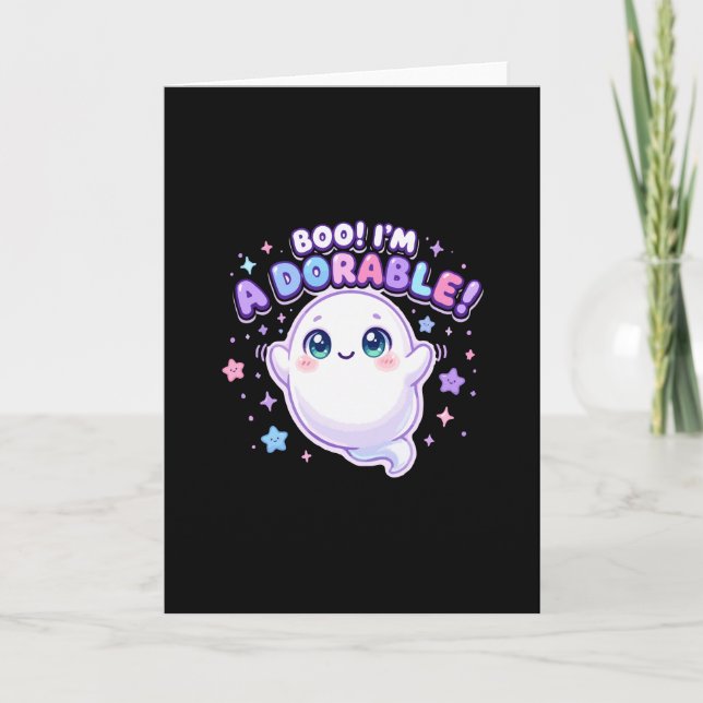 Cartão Boo Eu Sou Adorável Fantasma Fofo (Frente)