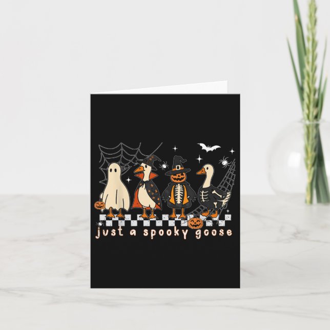 Cartão Boo Ghost Goose Halloween Spooky Goose Fall Skelet (Frente)
