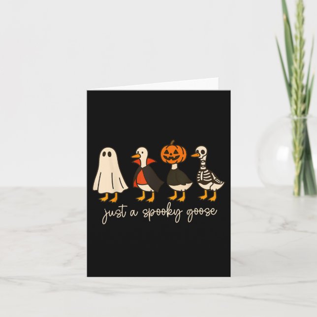 Cartão Boo Ghost Goose Halloween Spooky Goose Fall Skelet (Frente)