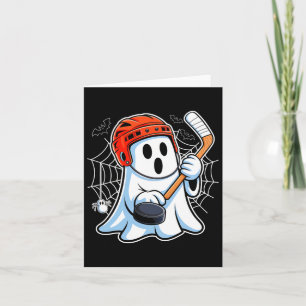 Cartão Boo Ghost Jogando Hockey Dia de as Bruxas engraçad