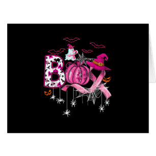 Cartão Boo Halloween Bompkin Pink Ribbon Witast Can