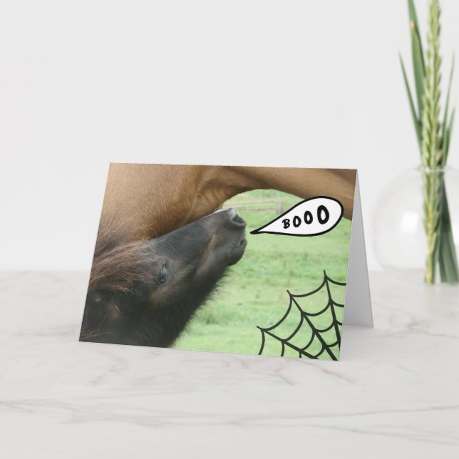 Cartão Boo!  Halloween Horse (Frente)