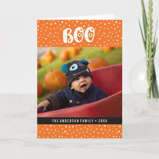 Cartão Boo Halloween Photo Greeting Card (Frente)