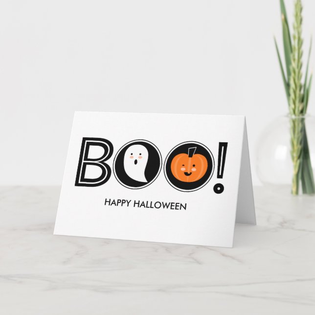 Cartão Boo! Happy Halloween Greeting Card (Frente)