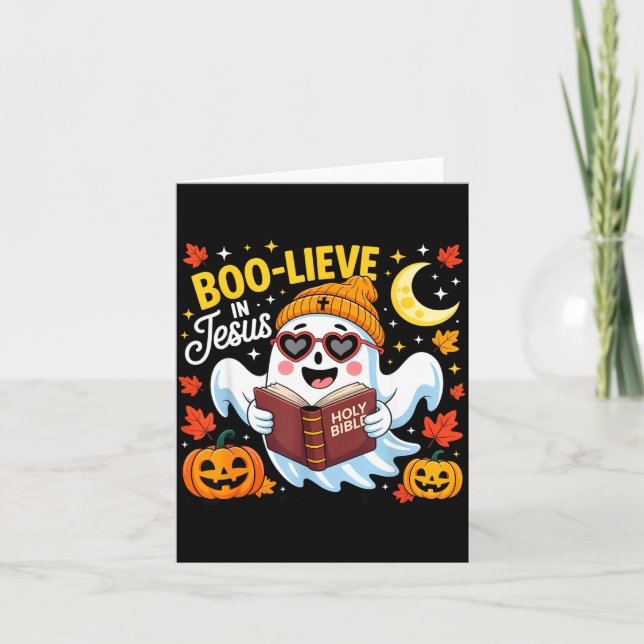 Cartão Boo-lieve In Jesus Ghost Christian Halloween Funny (Frente)