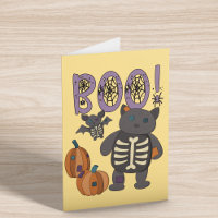 Boo! Skeleton bonito e Bat Halloween