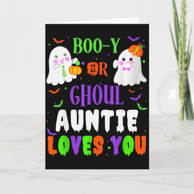 Cartão Boo-y Or Ghoul Auntie Loves You Boo Halloween Baby (Frente)