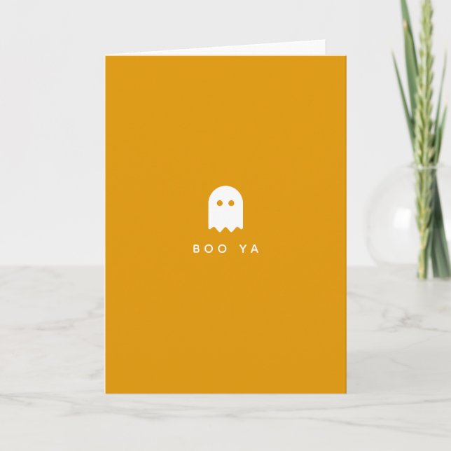 Cartão BOO YA | Halloween Ghost Modern Yah Fun Booya (Frente)