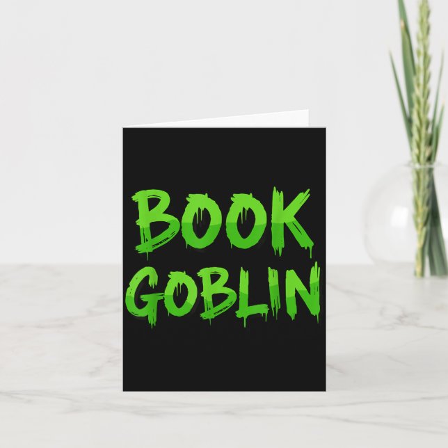 Cartão Book Goblin Funny Reading Or Writing School Studen (Frente)