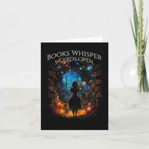 Cartão Bookish Quote Books Whper, mundos Abertos Leitura