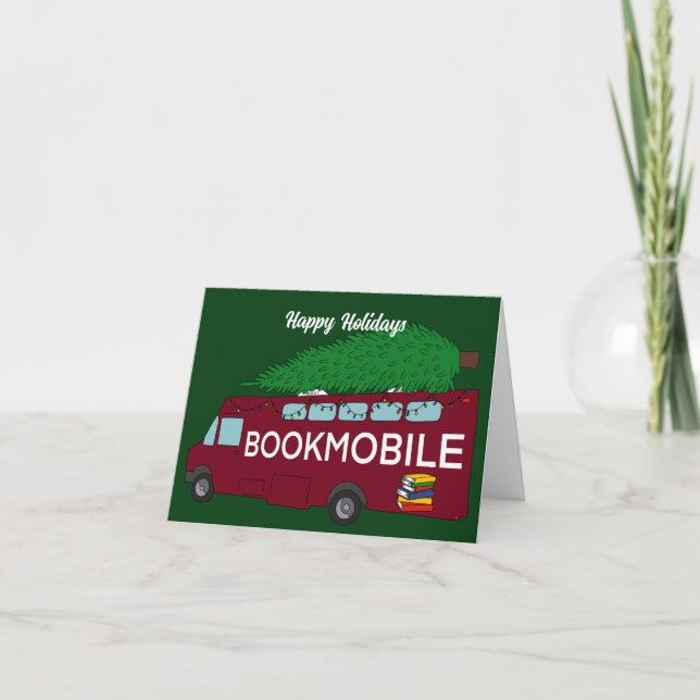 Cartão Bookmobile com Árvore de Natal no Topo Personaliza (Frente)