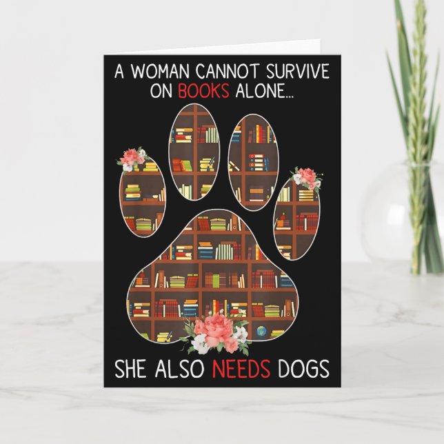 Cartão Books And Dogs Funny Quote For Book Loving Women  (Frente)