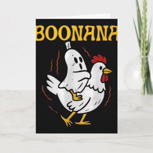 Cartão Boonana Cavalgando Frango Fantasma de Halloween As