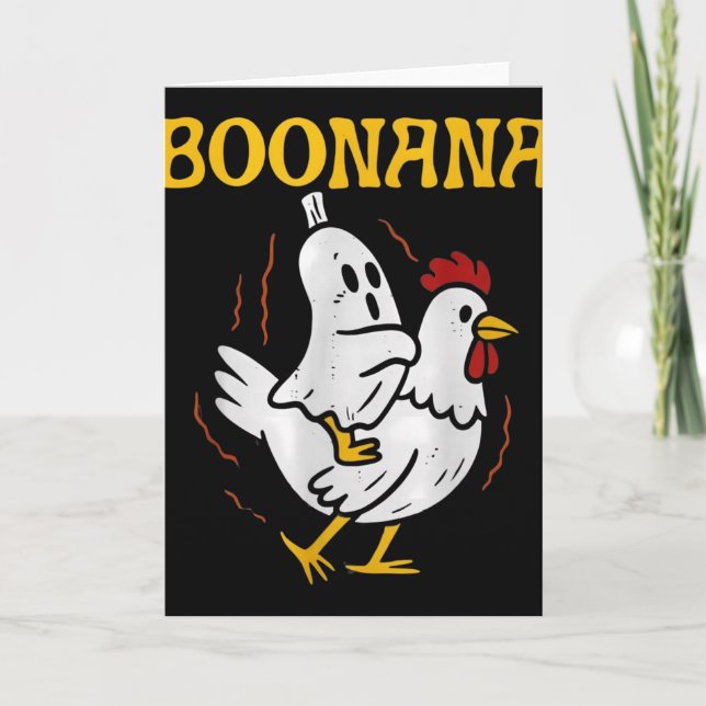 Cartão Boonana Cavalgando Frango Fantasma de Halloween As (Frente)