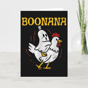 Cartão Boonana Cavalgando Frango Fantasma de Halloween As