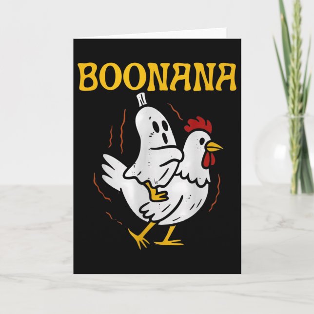 Cartão Boonana Cavalgando Frango Fantasma de Halloween As (Frente)