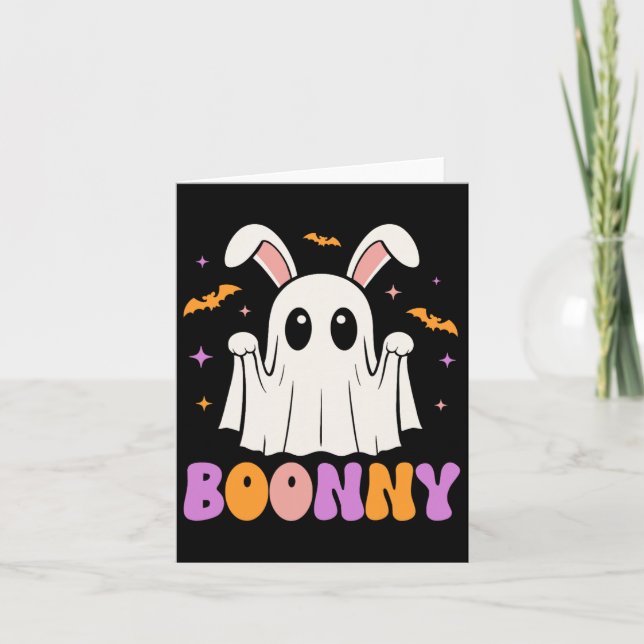 Cartão Boonny Cute Bunny Ghost Halloween Men (Frente)