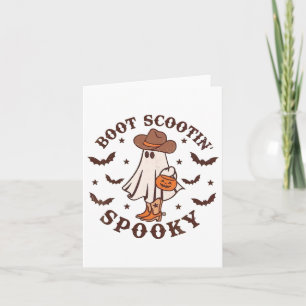 Cartão Boot Scoot Spooky Groovy Halloween Western Cowhide