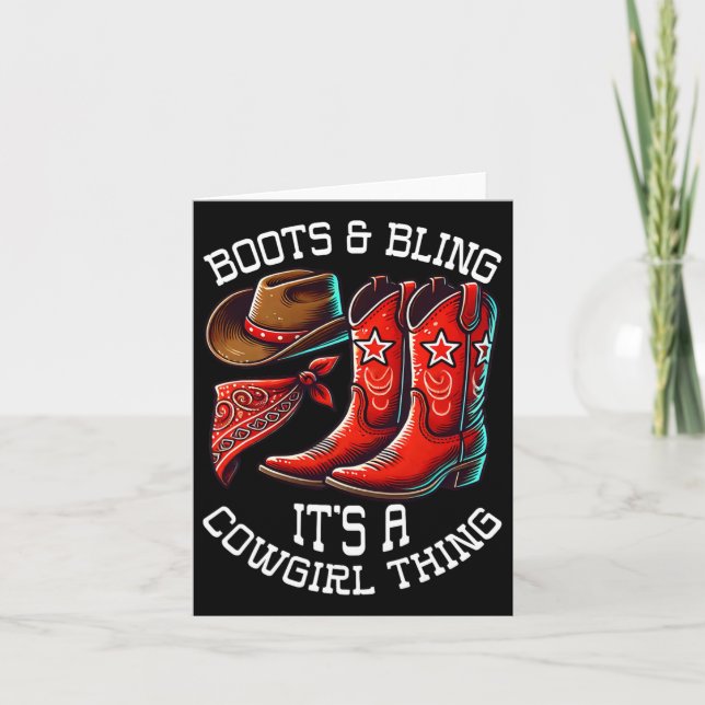 Cartão Boots and Bling Cowgirl Rodeo Horseback Wing (Frente)