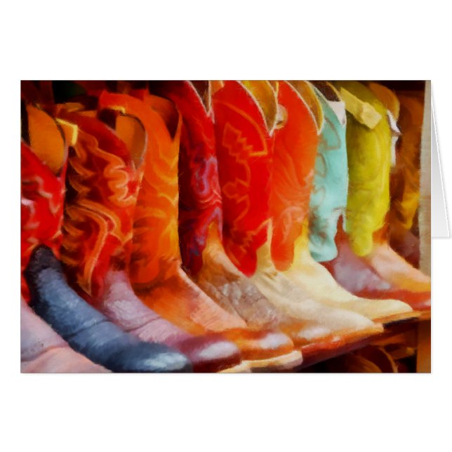 Cartão Boots Coloridos do Cowboy (Frente Horizontal)