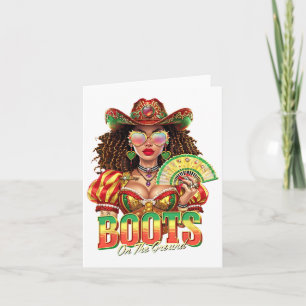 Cartão Boots no Chão Juneteenth Vaqueira Preta Ocidental